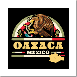 Oaxaca Mexico - Mapa Bandera Mexicana - Mexican State Posters and Art